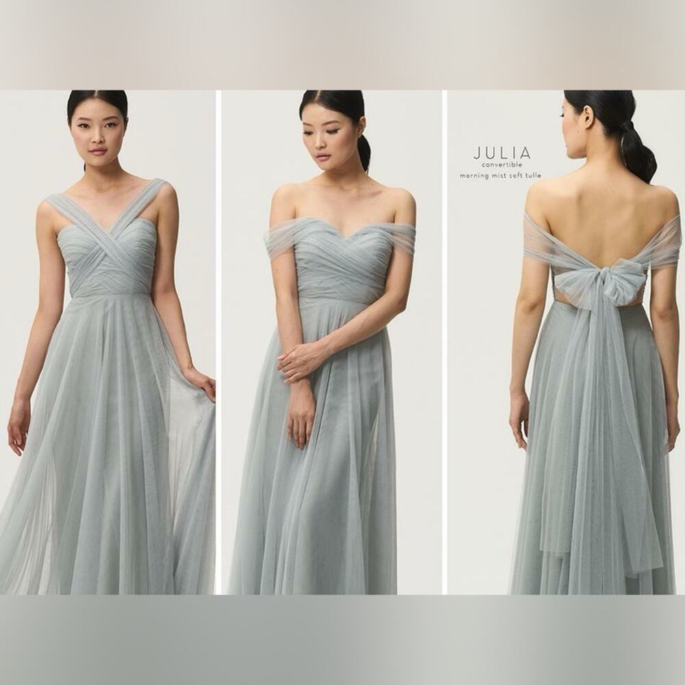 Jenny Yoo Light Blue Off-Shoulder Wedding Dress - Picture 2 of 12
